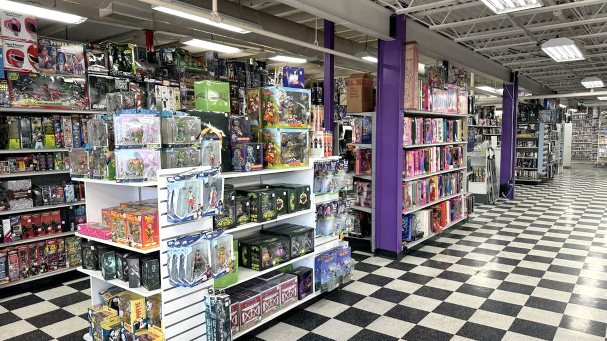 In-store photo of the Toy Departments many aisles of merch.
