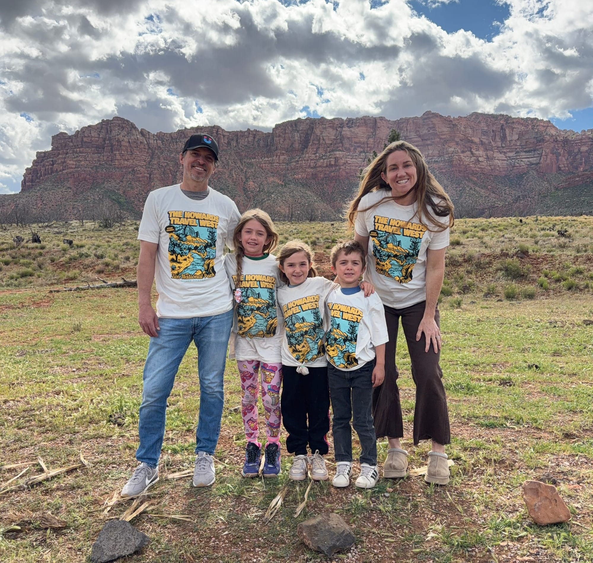 Howard family in Zion National Park wearing custom tees from UberPrints