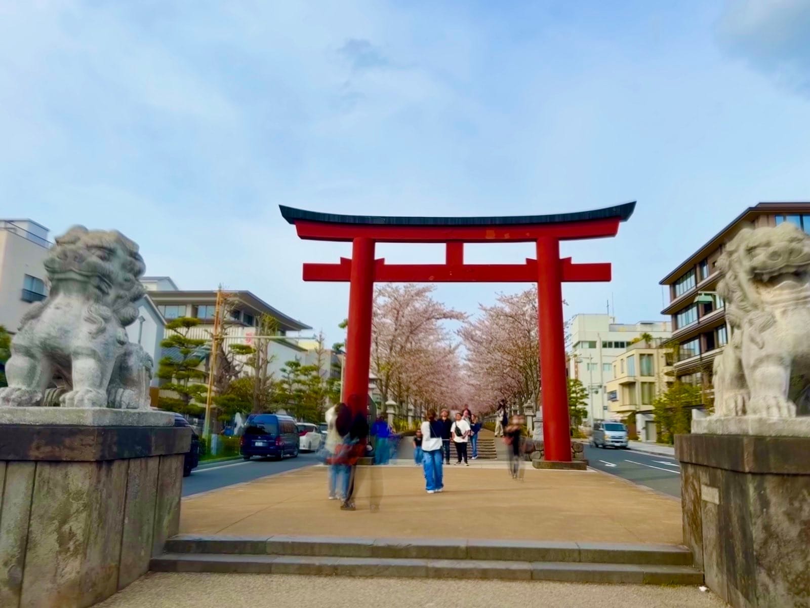 通向鹤冈八幡宫的鸟居与段葛参道