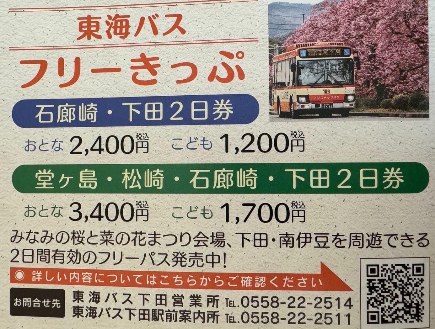 旅行时参考的东海巴士通票海报，票价与范围应重新确认