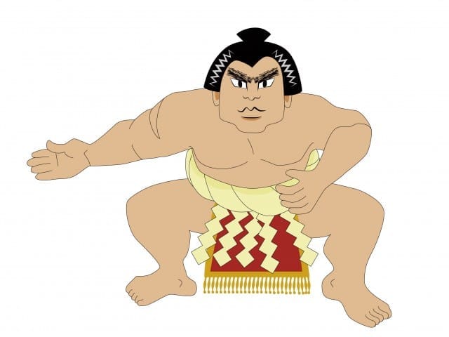 摆出四股姿势的相扑力士插图