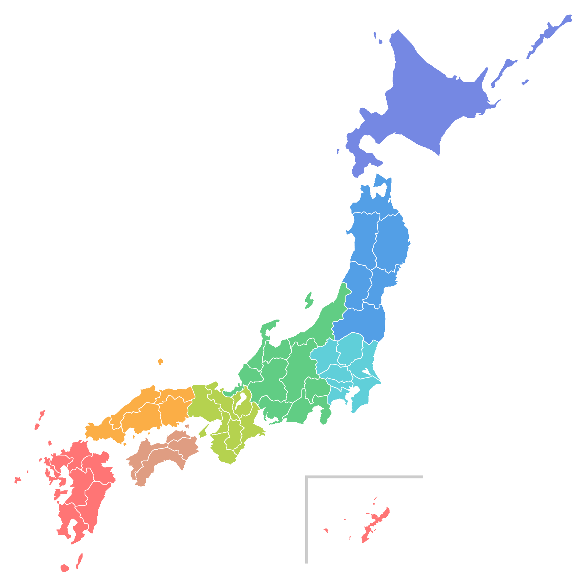 日本47个都道府县的划分