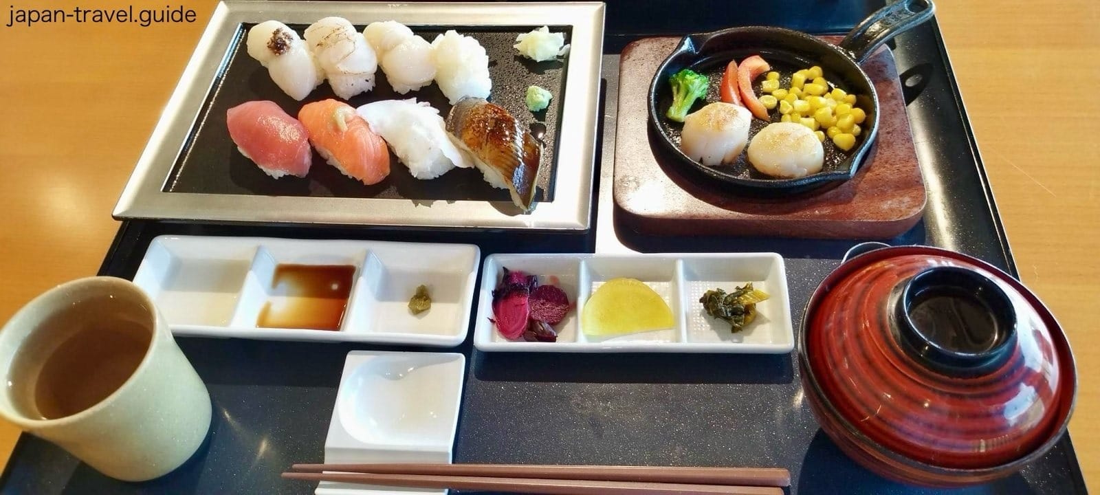 平内扇贝广场的寿司与扇贝铁板烧套餐