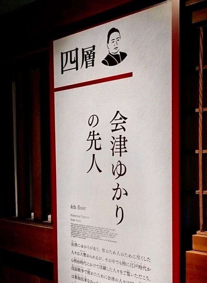 介绍与会津有关人物的馆内展示