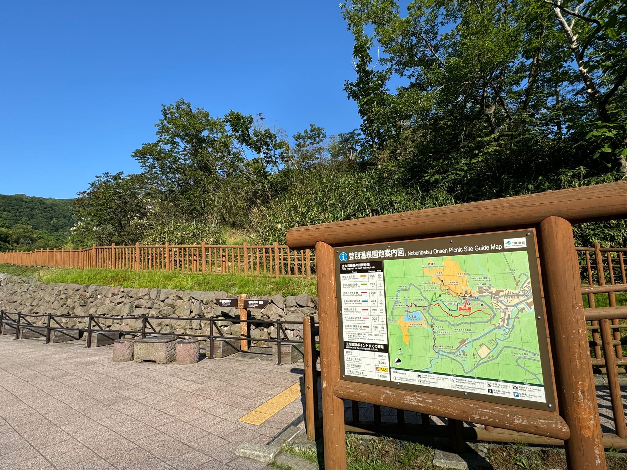 登别地狱谷观景步道旁的导览图