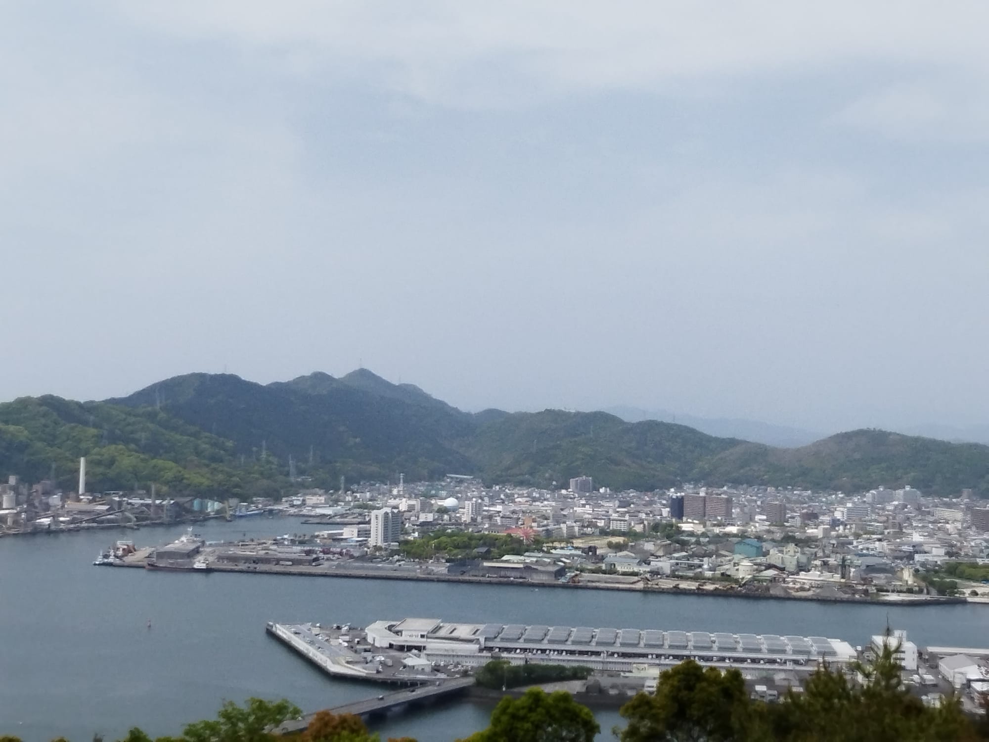 从五台山眺望高知市区与港湾