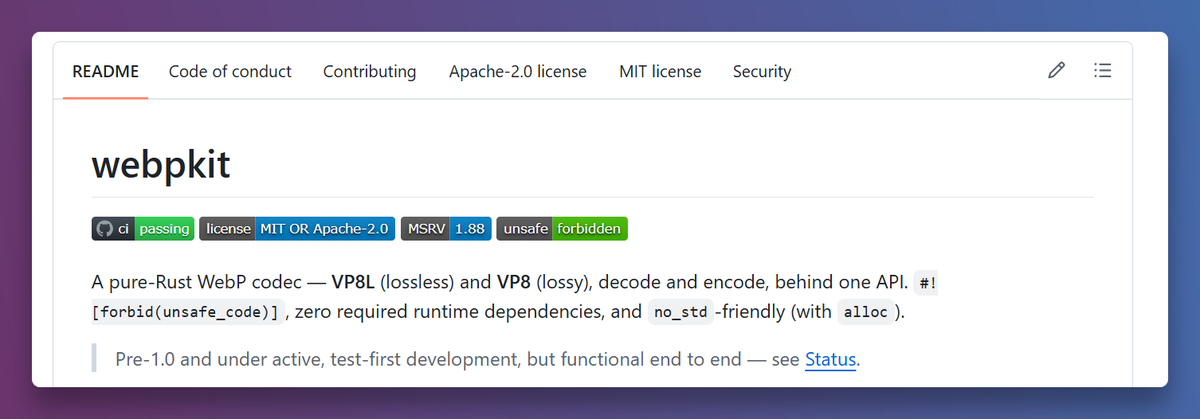 Pure Rust Webp Implementation