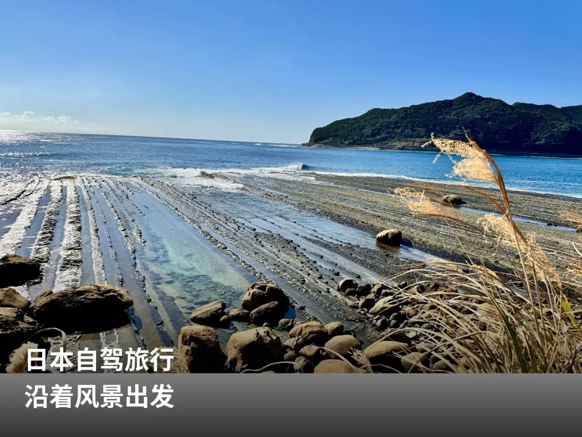 日南海岸延伸的波状岩与蓝色海面