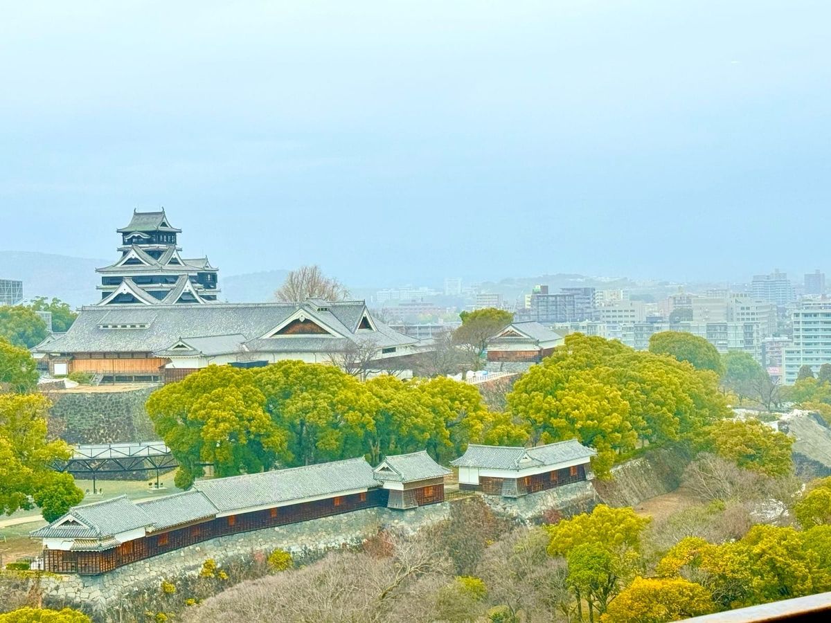 从高处眺望熊本城天守与城郭