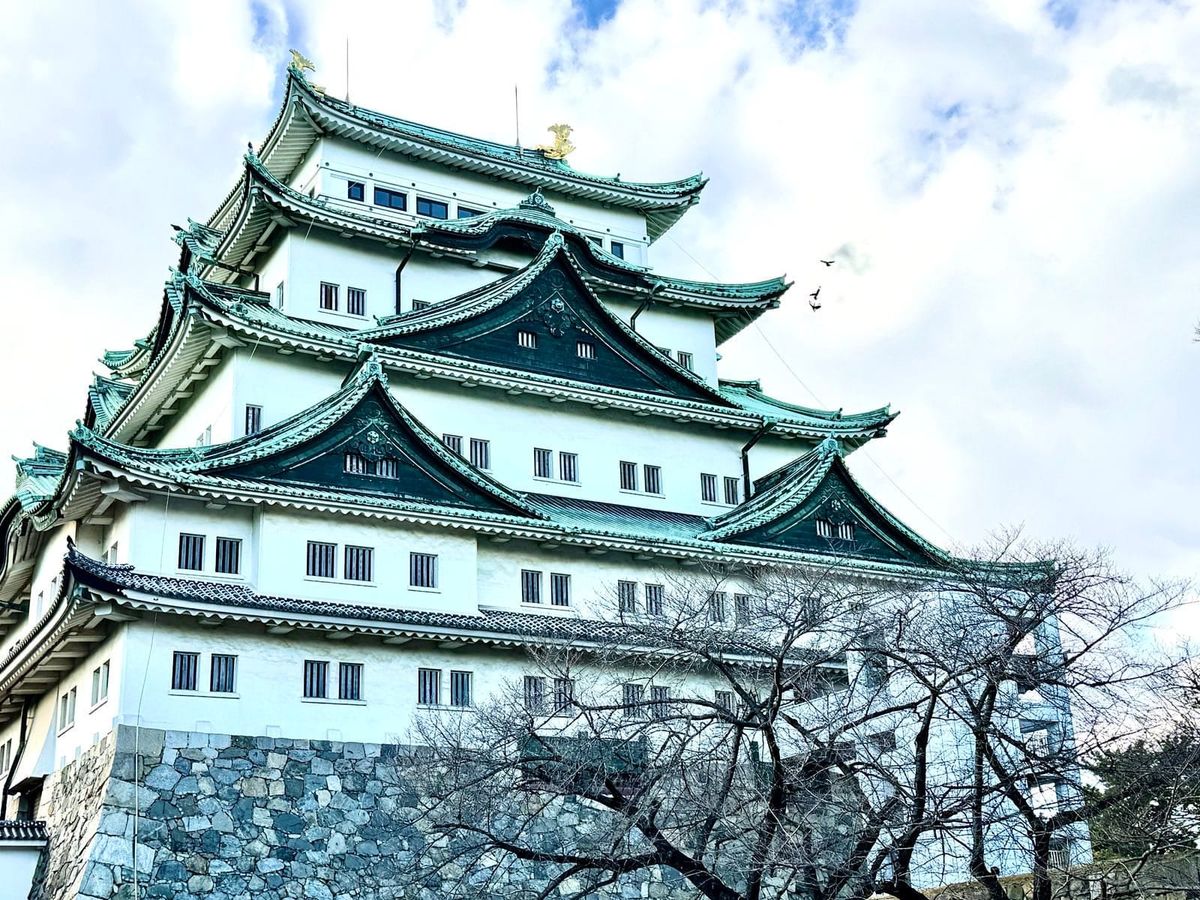 青绿色屋顶与白色城墙构成的名古屋城天守