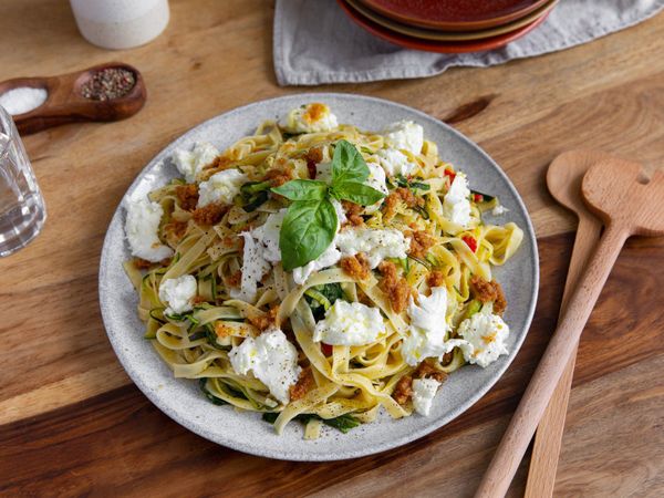 Tagliatelle with zucchini and lemony breadcrumbs