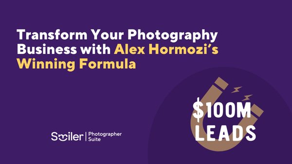 Banner that reads "Transform Your Photography Business with Alex Hormozi's Winning Formula"