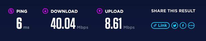 Skinny Broadband speedtest.