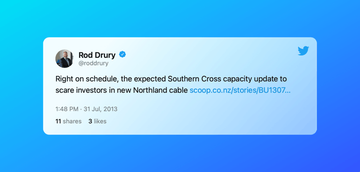 Rod Drury: "Right on schedule, the expected Southern Cross capacity update"