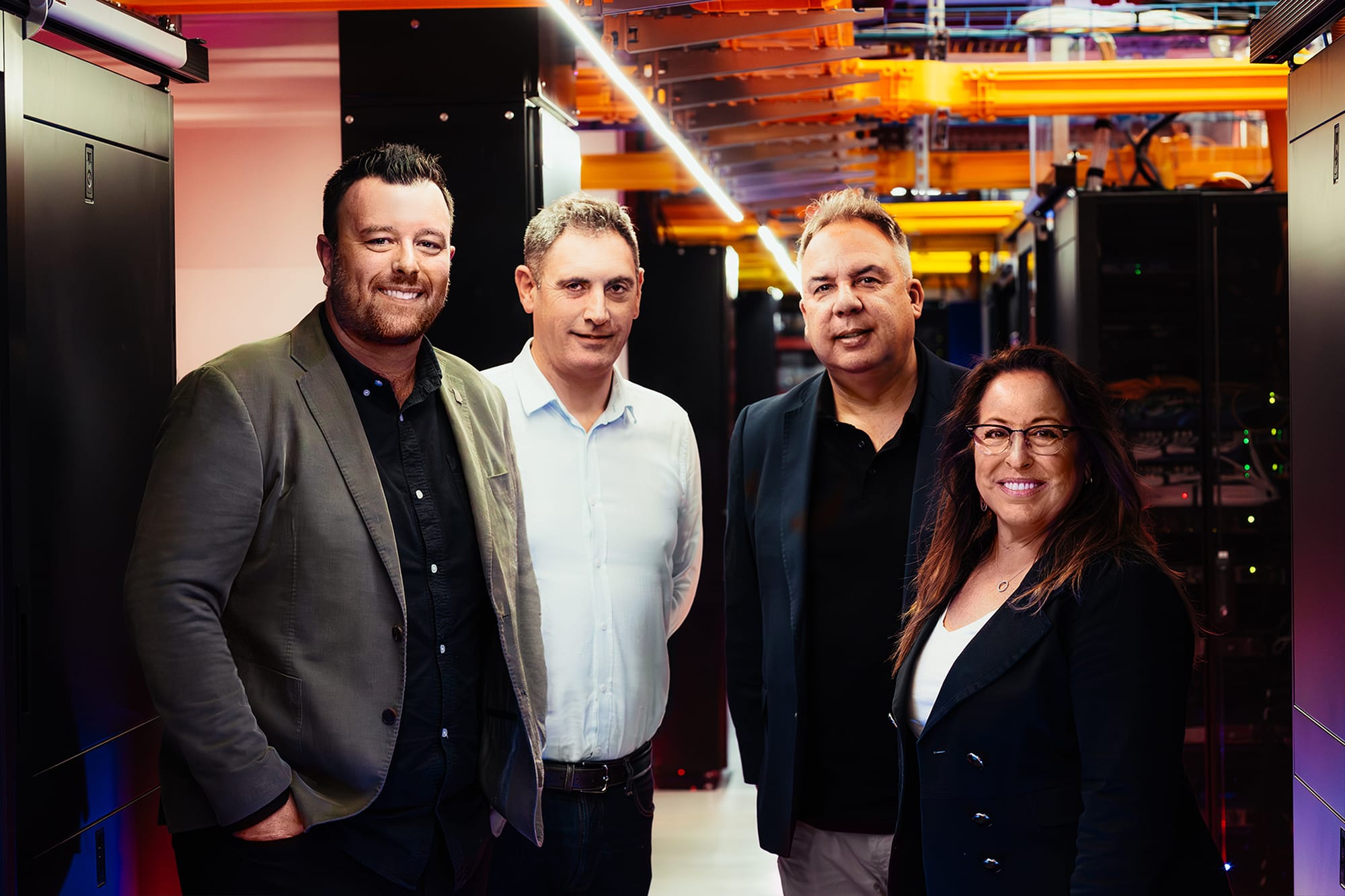 Chorus' Mike Shirley and Theresa Corballis with Datacentre220's Ross Delaney and Nick Leishman.