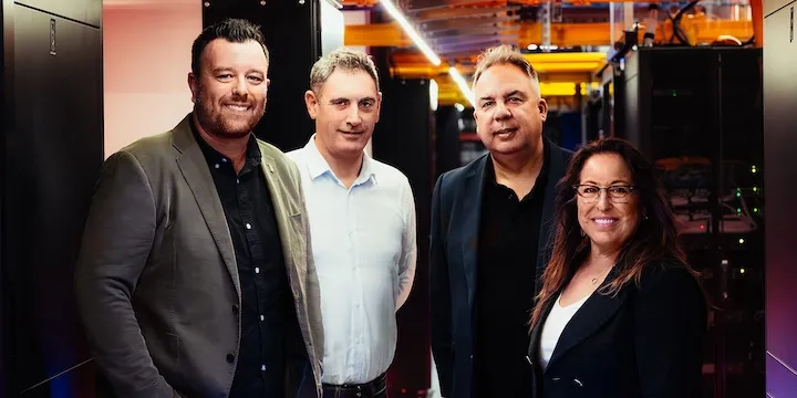 Chorus' Mike Shirley and Theresa Corballis with Datacentre220's Ross Delaney and Nick Leishman.