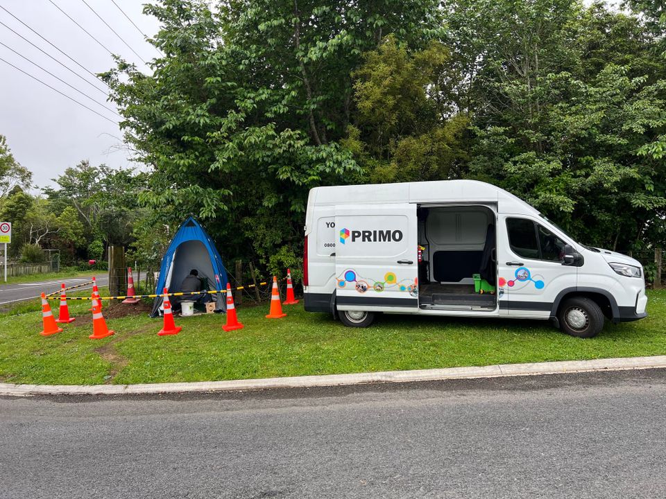 Primo van working on Egmont Village fibre build.