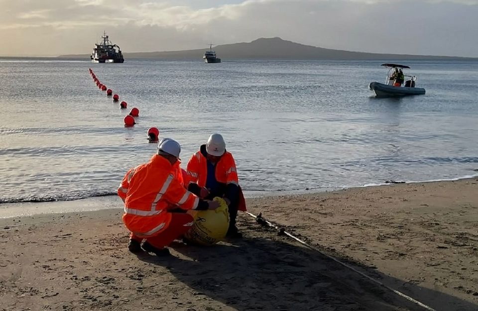 Southern Cross Next cable at Takapuna Beach. 
