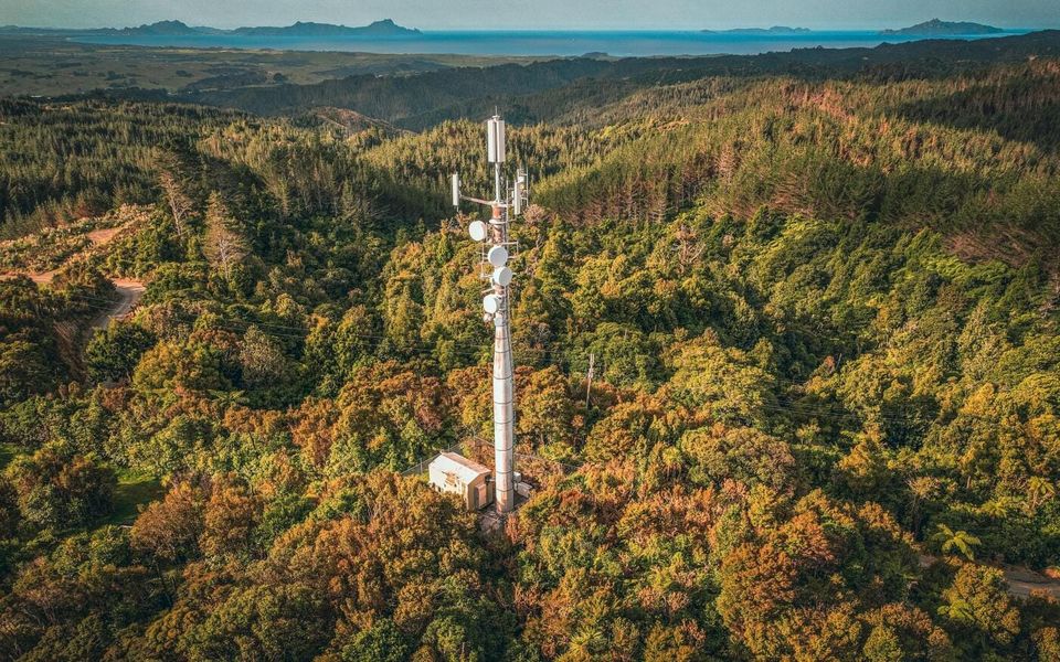 New Zealand rural mobile tower. 