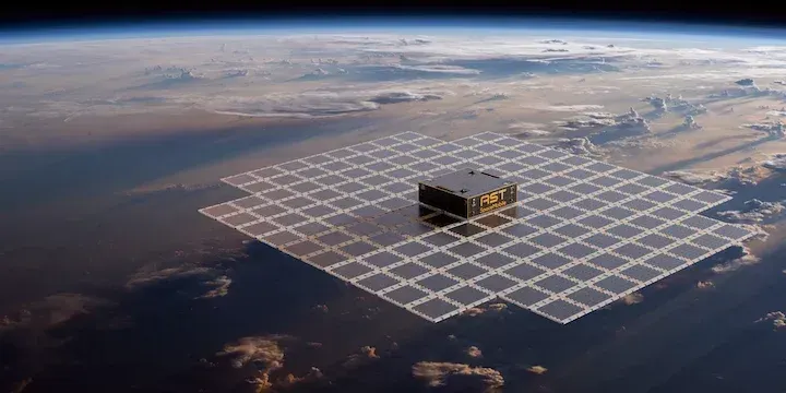 Render of AST SpaceMobile test satellite in low earth orbit. 