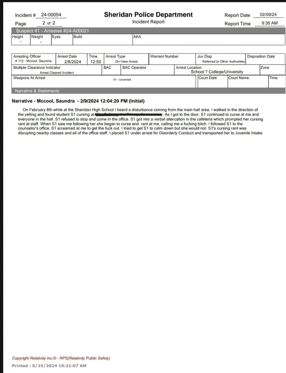 Sheridan School Incidents: Part 2