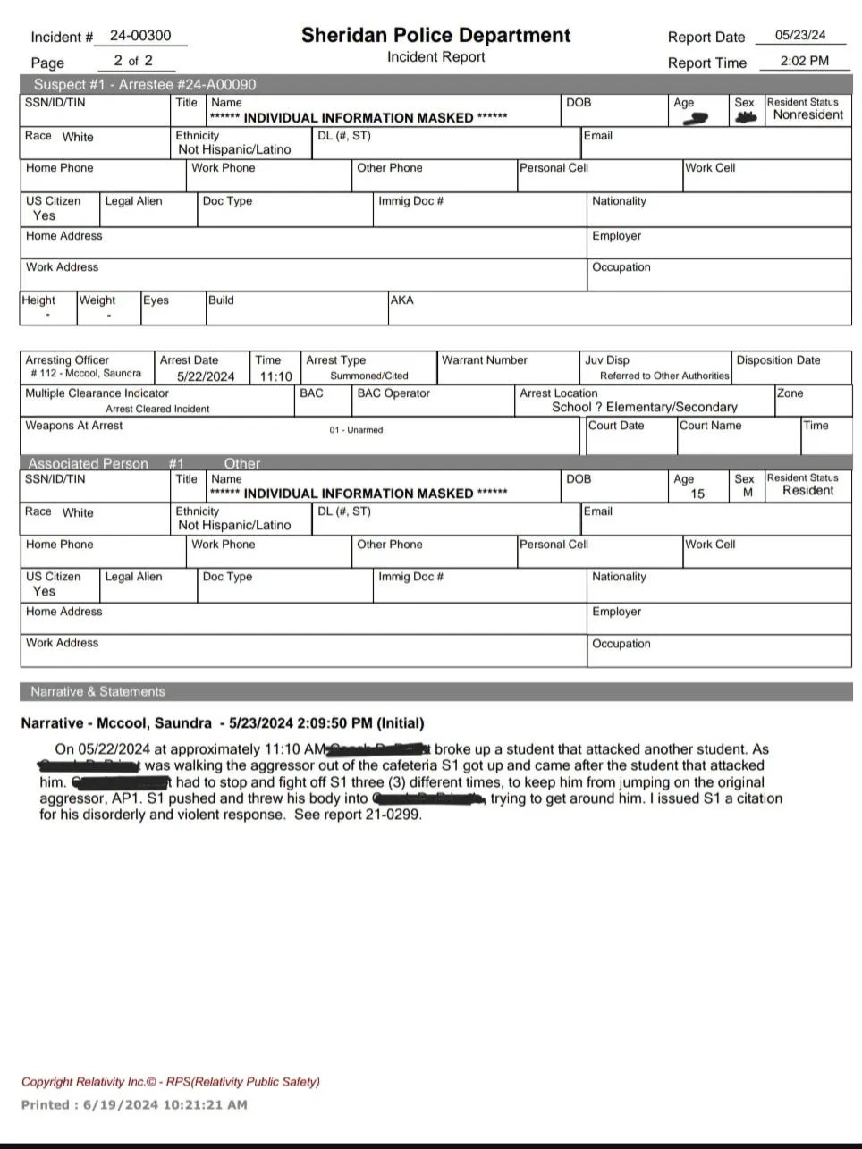 Sheridan School Incidents: Part 1