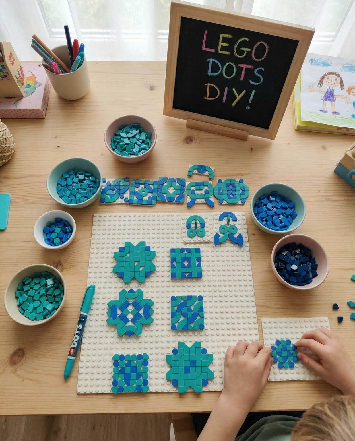 Ramadan Islamic art activity for kids using LEGO geometric tiles