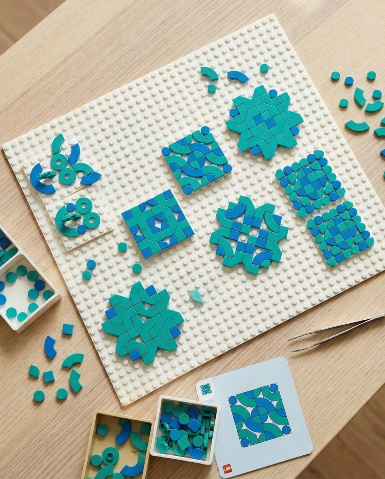 LEGO geometric mosque tile designs inspired by Islamic art