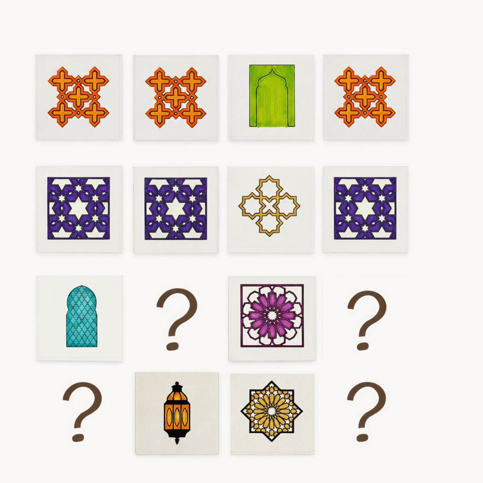 islamic geometric pattern sequence puzzle game for children
