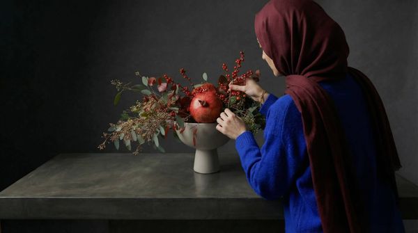 how to create a wild pomegranate centerpiece