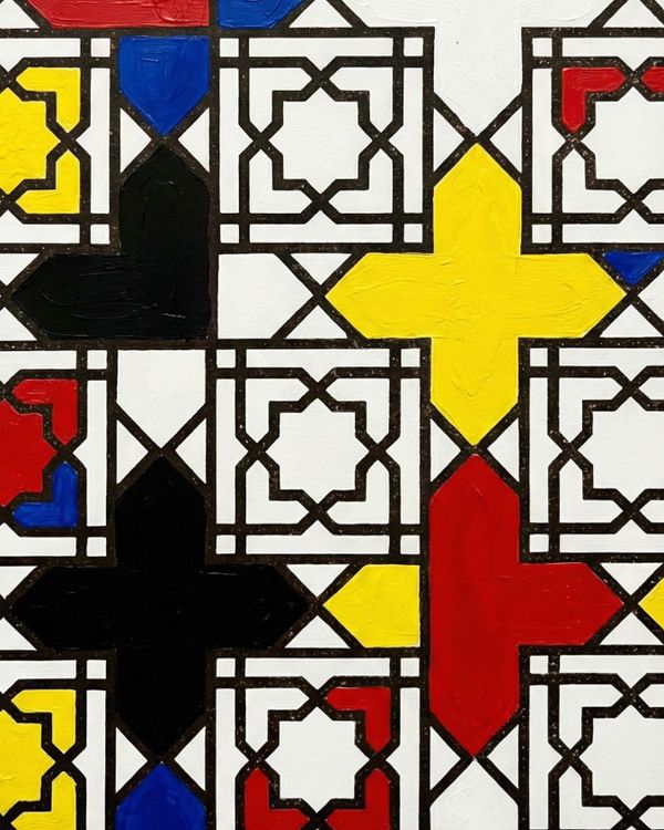 diy mondrian-inspired geometric wall art