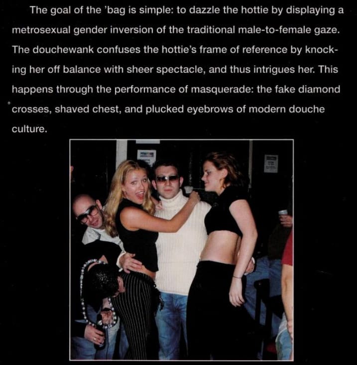 A book joking that metrosexuals are "dazzling" women with gender-inverted style.