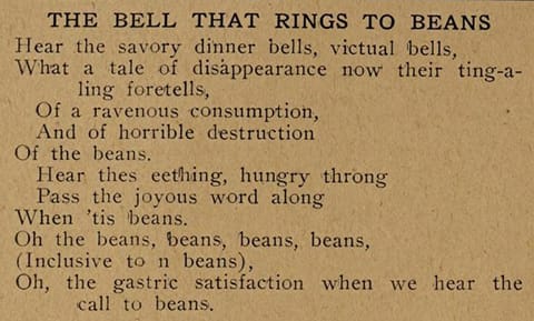 A verse from "The Bell That Rings to Beans"