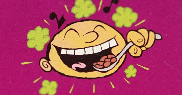 Illustration showing a child eating beans and farting