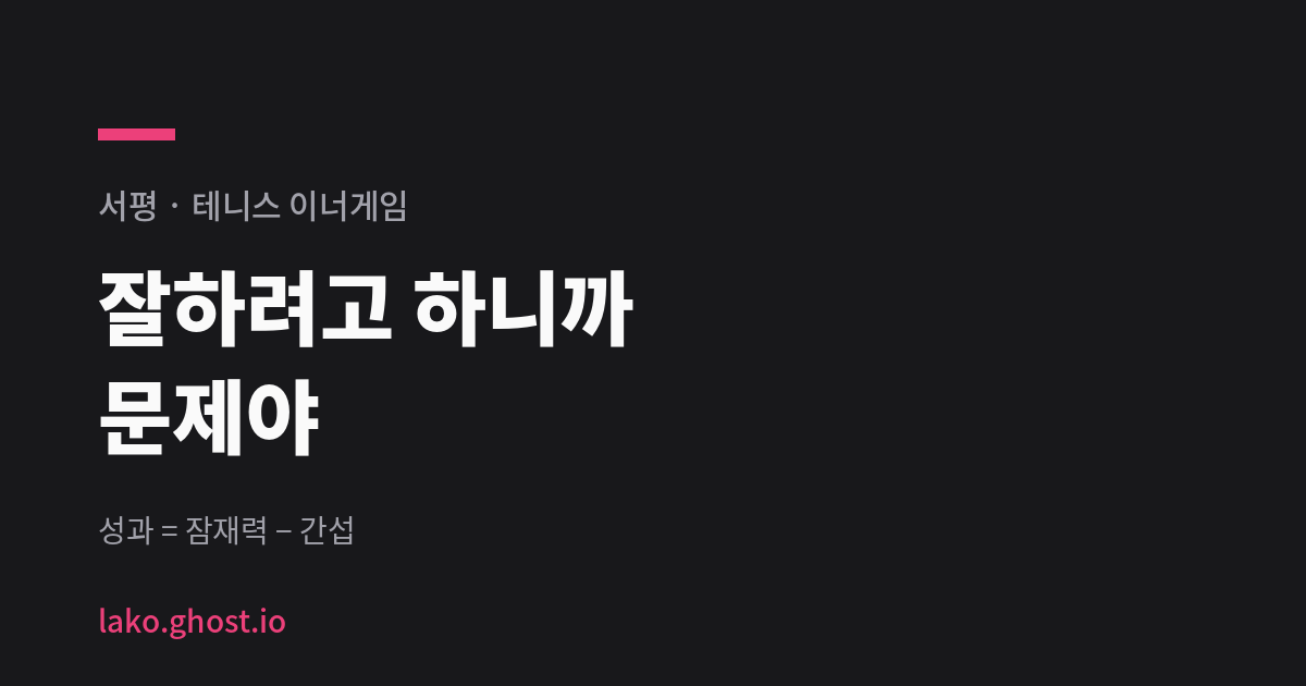 잘하려고 하니까 문제야 : 테니스 이너게임 서평