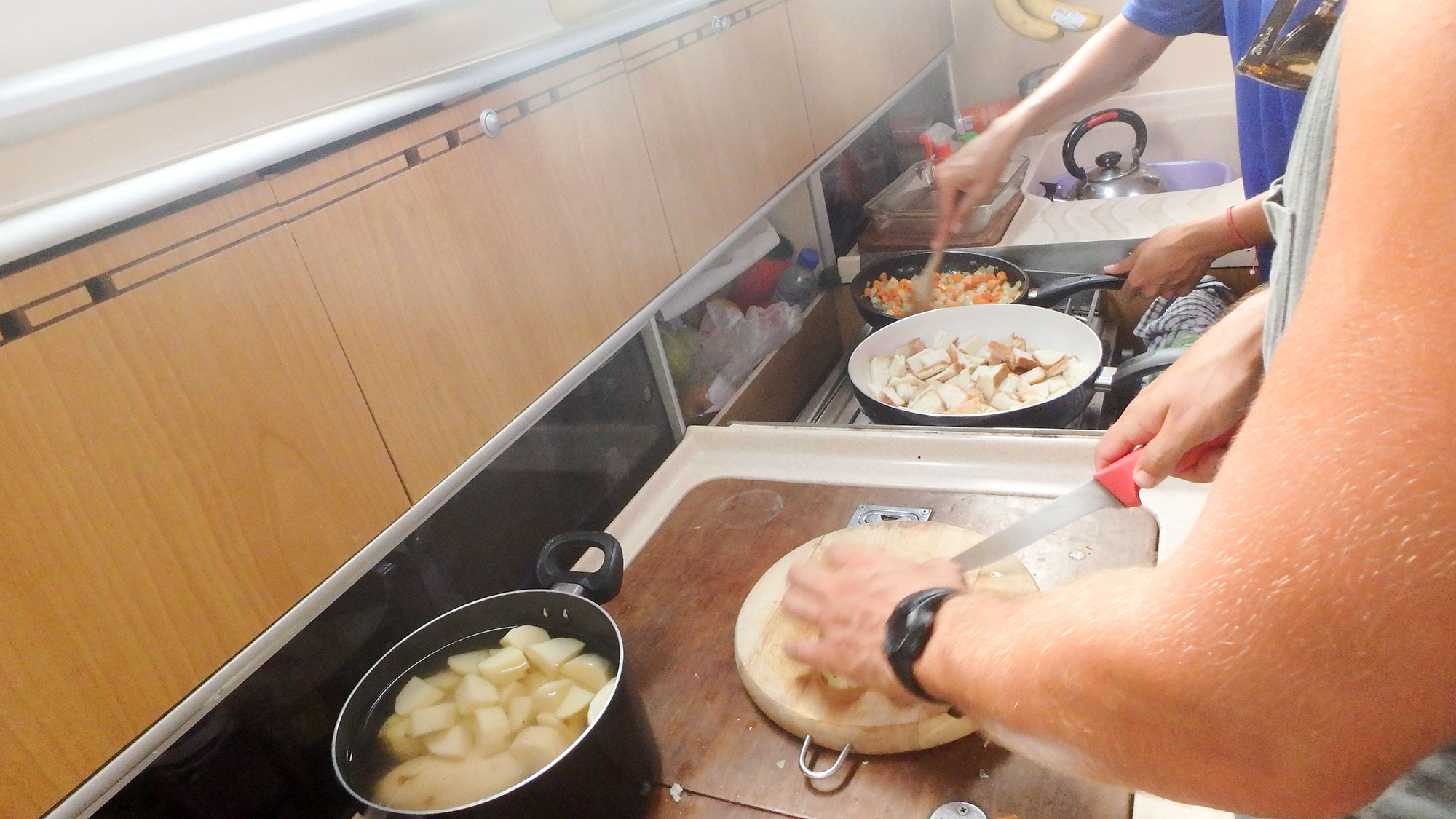 working on potatoes