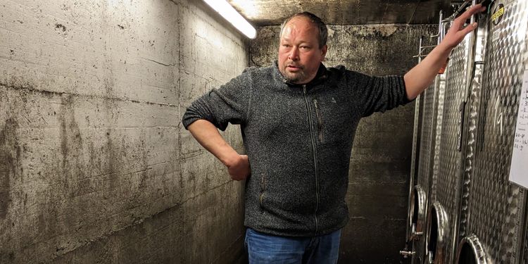 Winemaker Swen Klinger in the cellar of Von Othegraven in the Saar. 