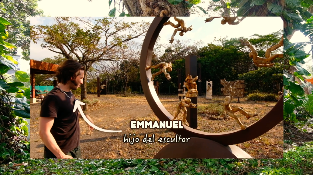 Emmanuel Zúñiga Salas hablando de la primera escultura que se ve en el video titulado 'El escultor que desafía paradigmas sociales a través del arte' sobre las obras de arte de Edgar Zúñiga Jiménez.