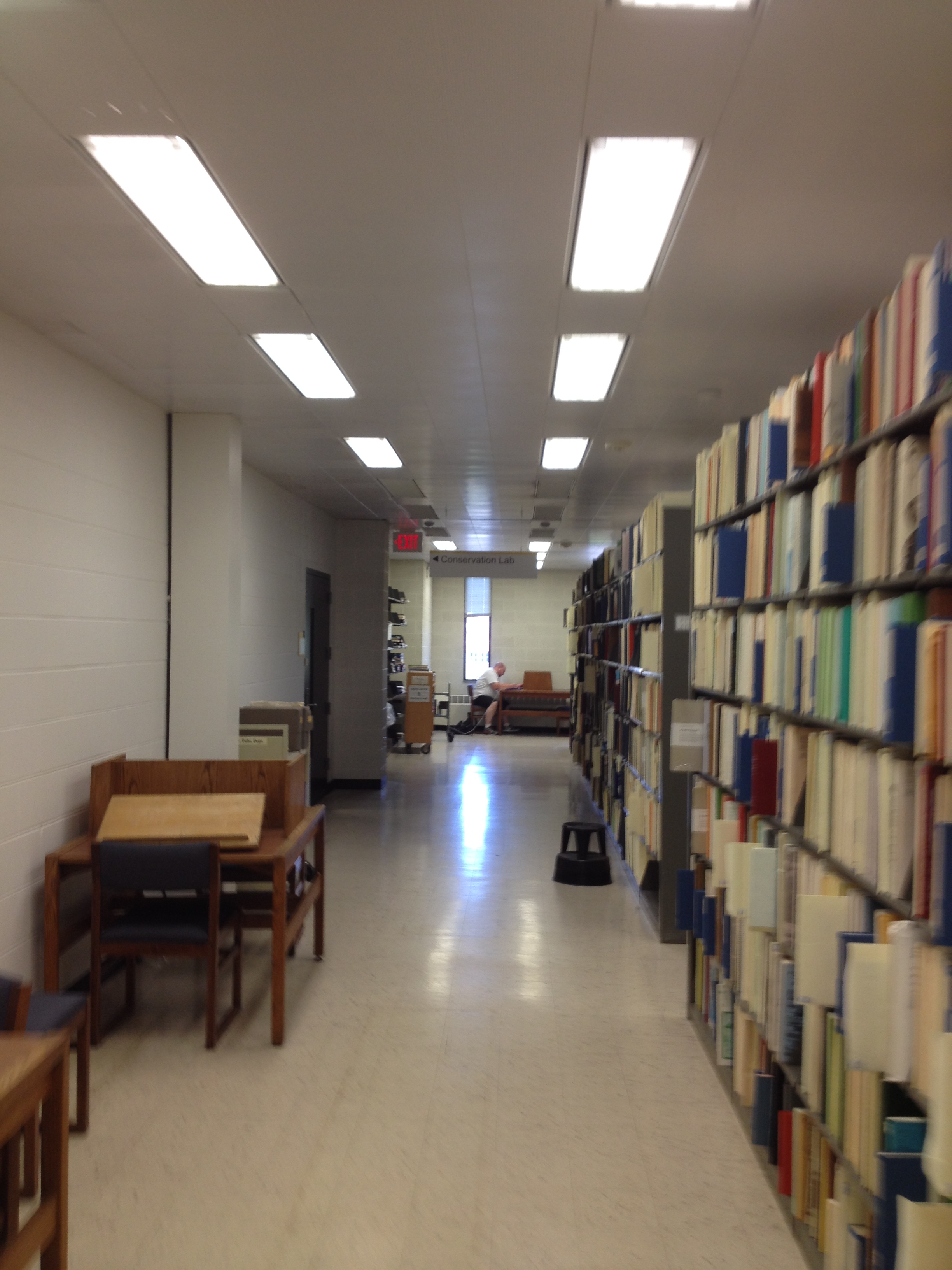 The Conservation lab at the University of Iowa Library is tucked away in the Government Docs section on the 5th floor