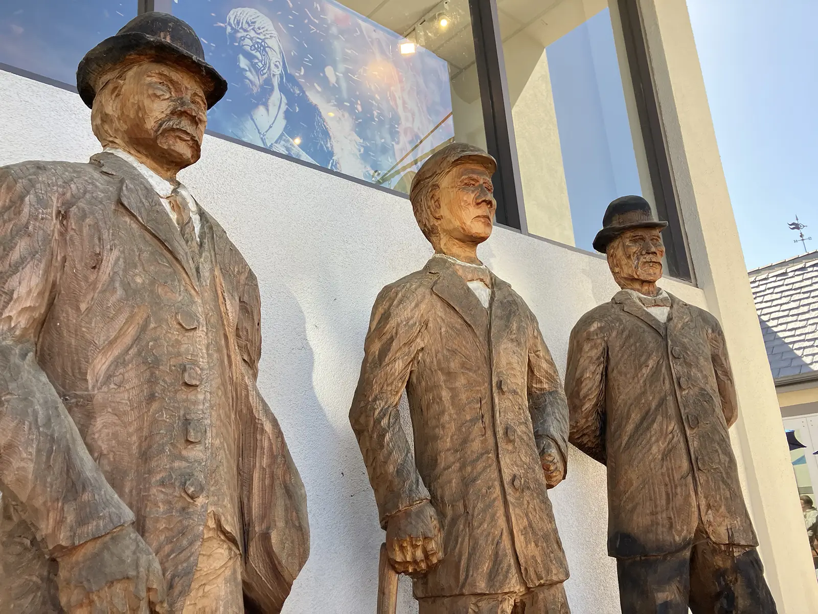 everend Jens M. Gregersen, Reverend Benedict Nordentoft and Professor Peder P. Hornsyld stand in downtown Solvang.