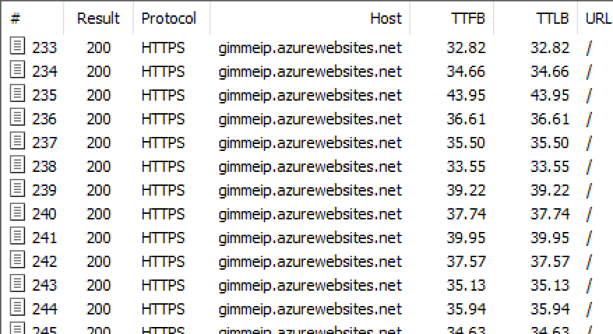 fiddler trace of the singleton client