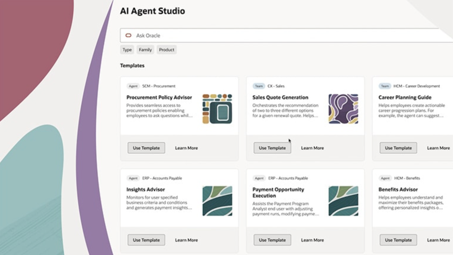A screenshot of Oracle's AI Agent Studio