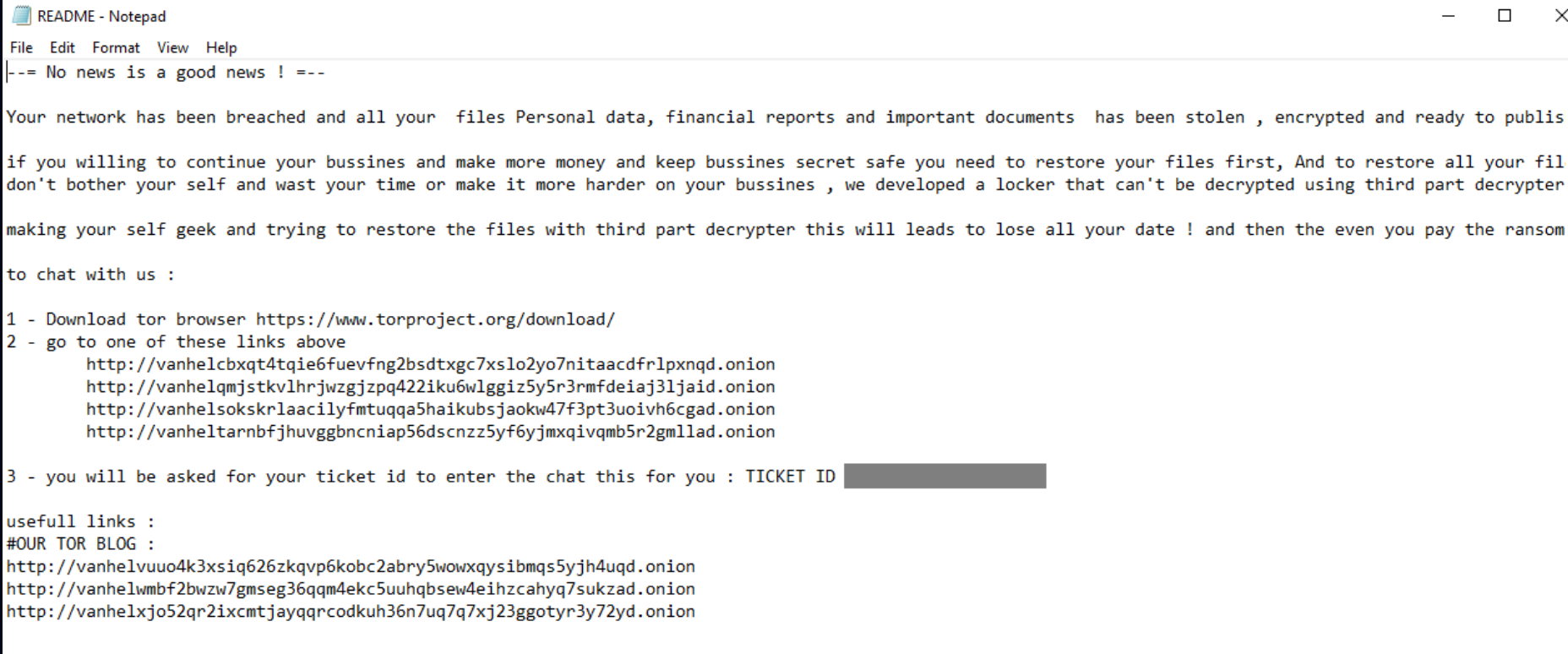 A VanHelsing fraudster's ransom note (Image: Check Point Research)