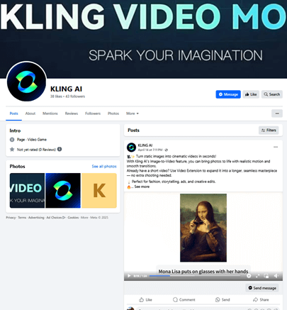 A screenshot allegedly showing one of the fake Kling AI ads (Image: Check Point)