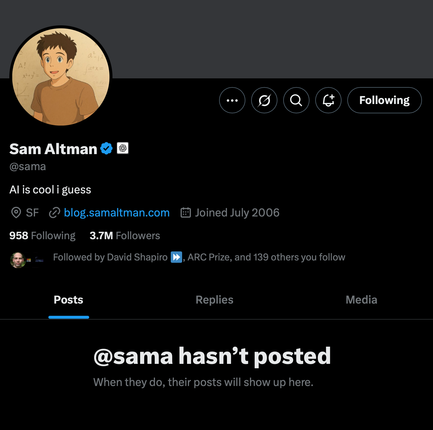 A screenshot showing the effects of the current problems on X 