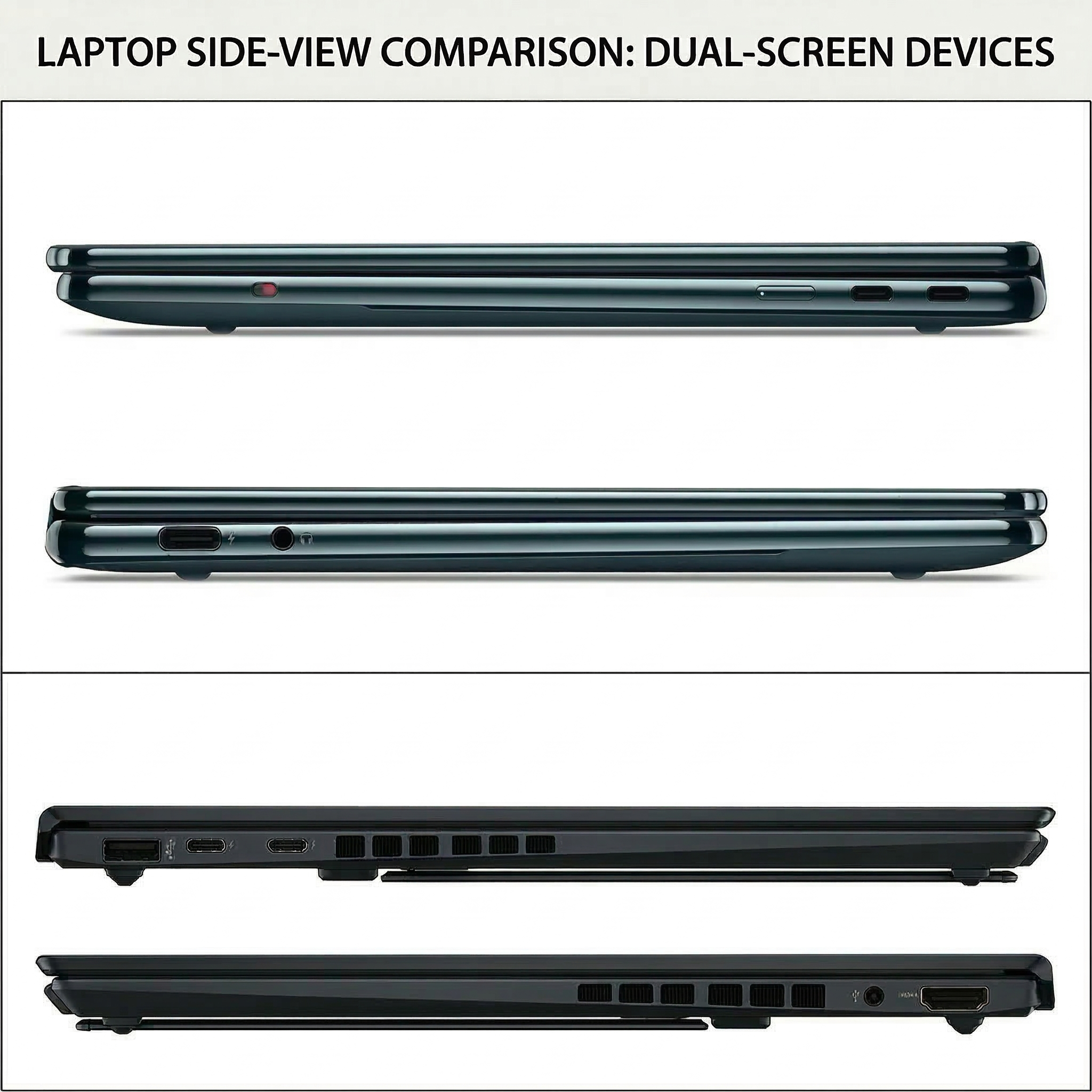 The Lenovo (top) is slightly thicker than the Asus device (bottom)