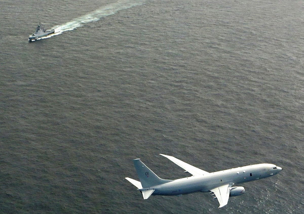File photo of a Royal Air Force (RAF) P-8 Poseidon Maritime Patrol Aircraft tracking a Russian vessel (Image: UK MOD © Crown copyright 2023)