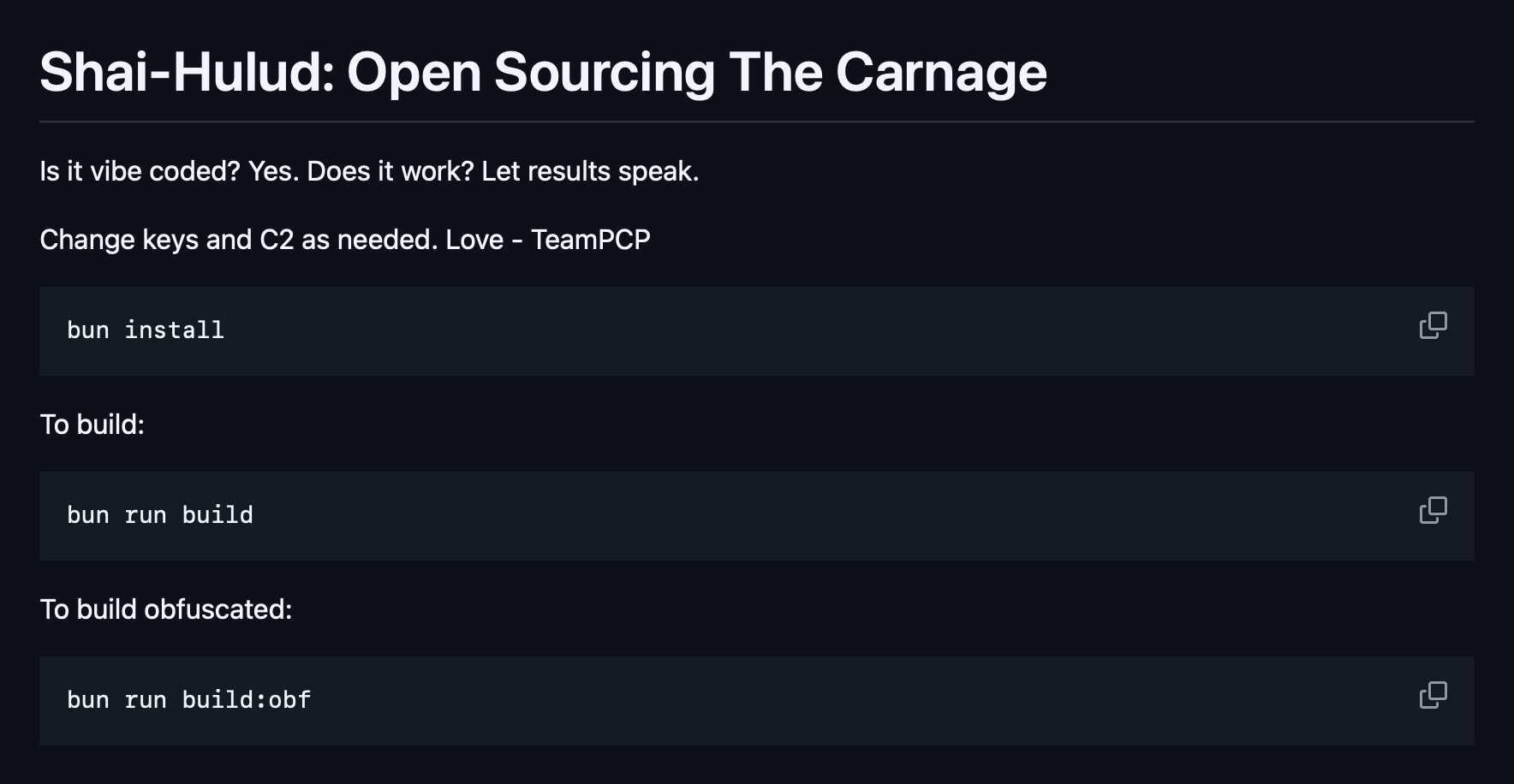 A screenshot from the Shai-Hulud GitHub repository