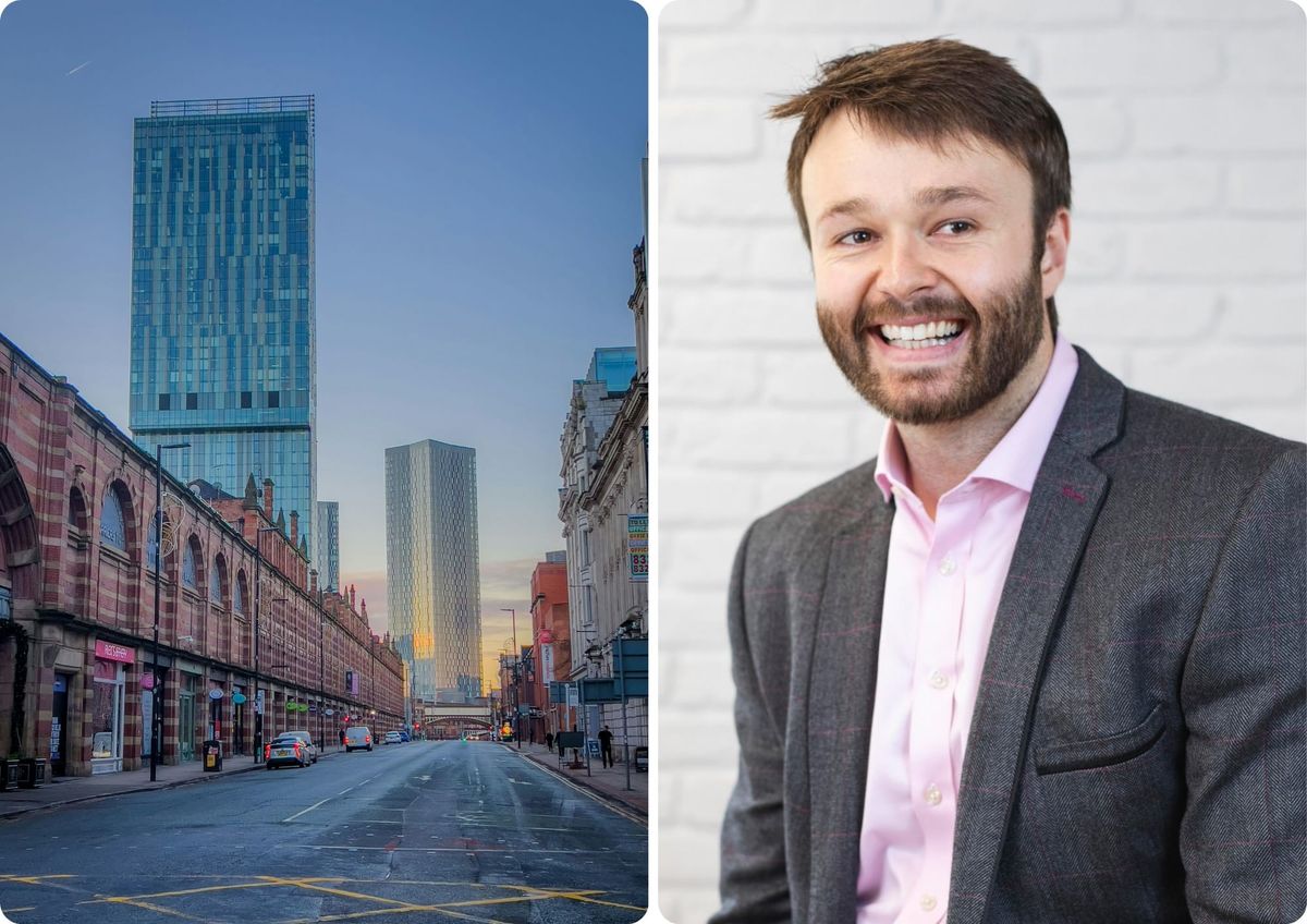 Bradley Topps and a view of Manchester shared by Jonny Gios on Unsplash