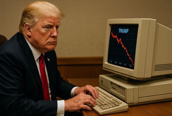 ChatGPT's artificial depiction of Trump watching the dismal performance of the crypto market